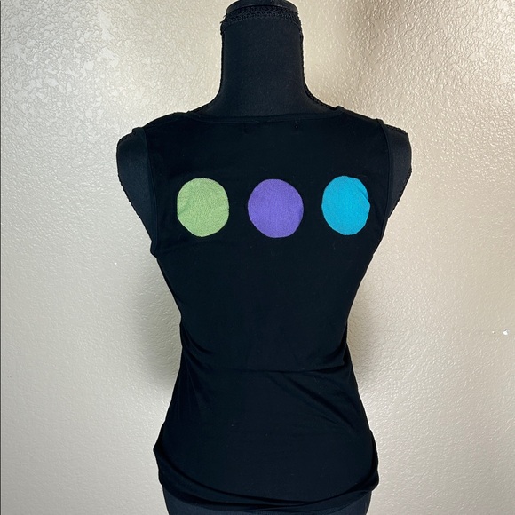 Candy Graphic Tank Top Black Multicolor Patch Size Large Cute YSK Style - Picture 4 of 6